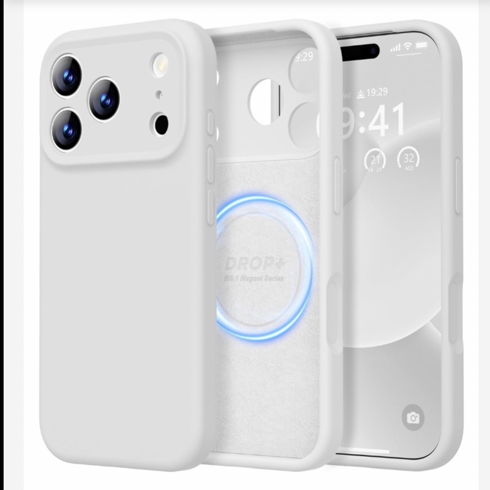 WHITE Silicone Protective MagSafe Compatible Case for iPhone 17 Pro Max